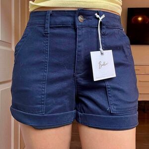 Billie Premium Denim Shorts with Belt – Navy Blue (Size 6)